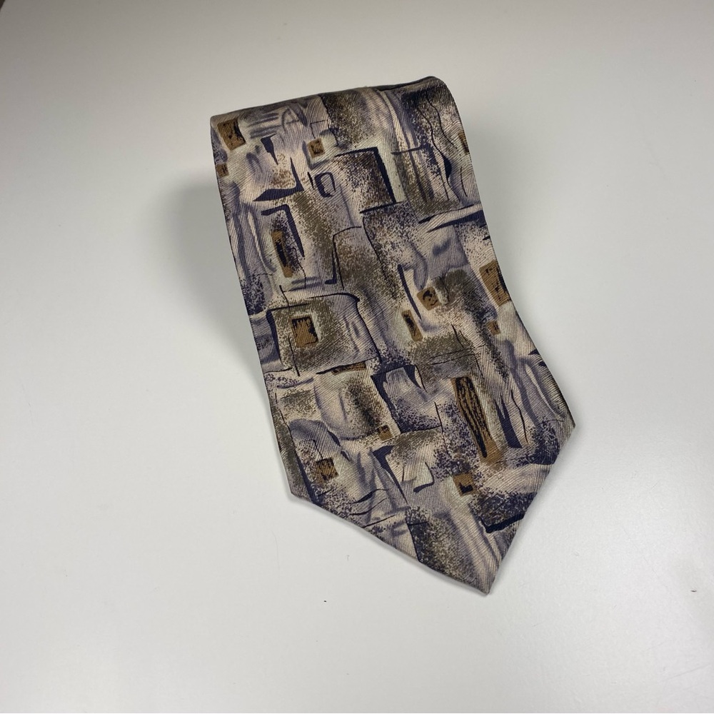 Jerry Garcia Cocktail Collection 100% Silk Tie Cream Gray Brown